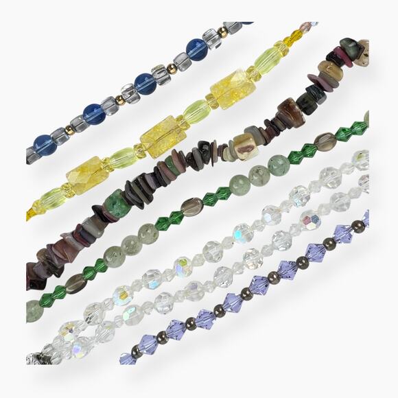 Fashion Tennis Bracelets Lot 6 Colorful Beads Natural Stone Chips Clasp Toggle - Picture 1 of 9